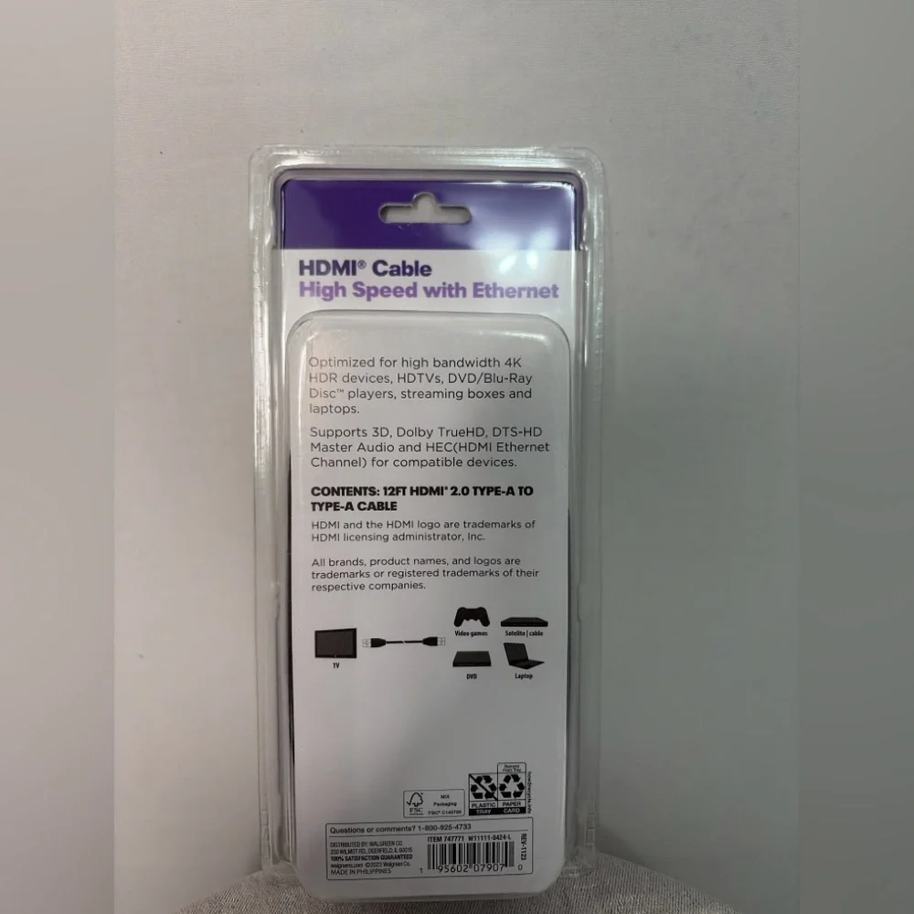 Infinitive HDMI 12ft High Speed 4K Cable with Ethernet – New Sealed(F68)✨,